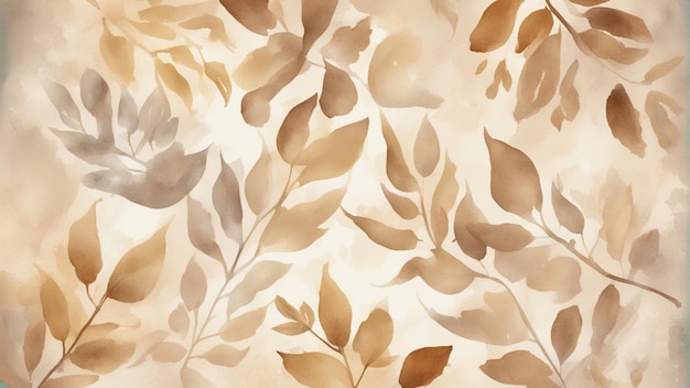 un gros plan d'un papier peint floral beige et beige avec un motif de fleurs marron et beige.