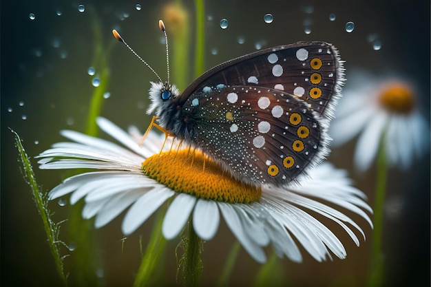 Gros plan papillon perché sur une fleur Image générée avec AI