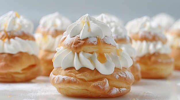 un gros plan d'une pâtisserie avec un dessus glacé blanc