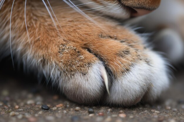 Gros plan de la patte du chat avec sa griffe étendue créée avec une IA générative