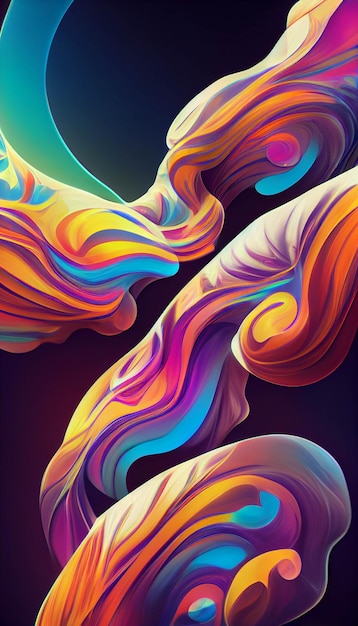 Un gros plan d'une peinture abstraite colorée d'une ai générative de vague