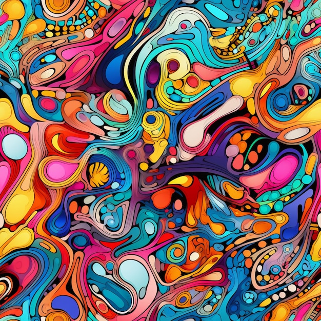 Un gros plan d'une peinture abstraite colorée d'une variété de formes générative ai