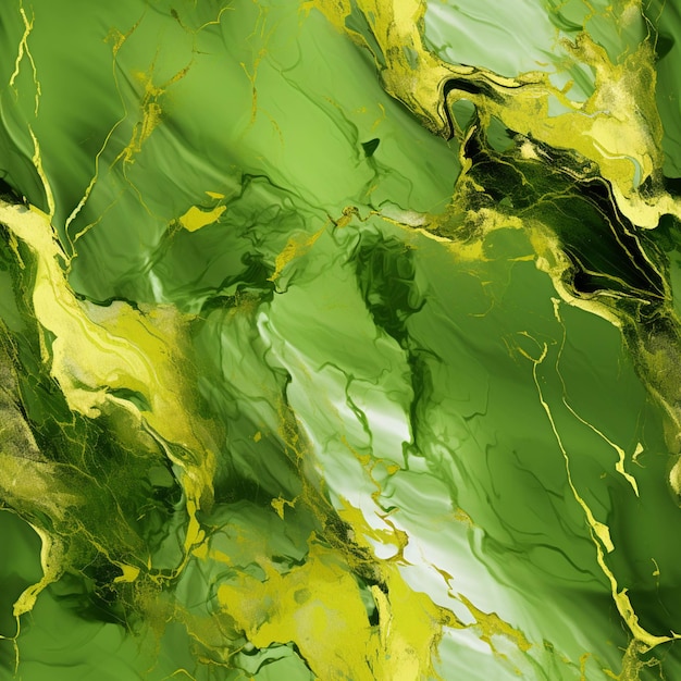 Un gros plan d'une peinture d'une ai générative en marbre vert et jaune