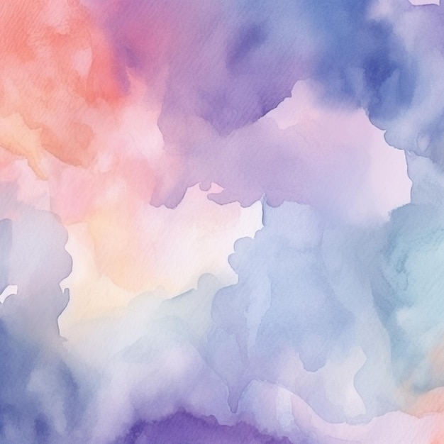 Un gros plan d'une peinture à l'aquarelle d'un ciel avec des nuages