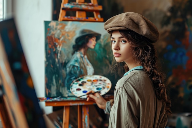 un gros plan d'une peinture de fille