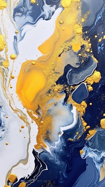 Un gros plan d'une peinture avec une image ai générative de peinture jaune et noire