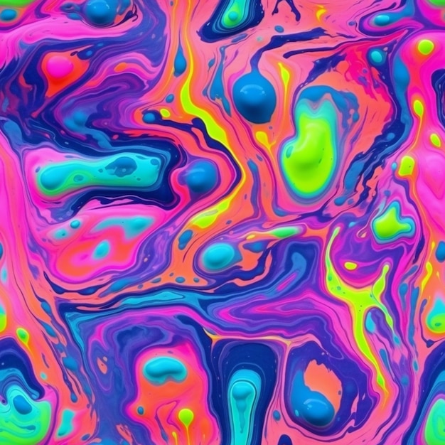 Un gros plan d'une peinture liquide colorée sur une ai générative de surface