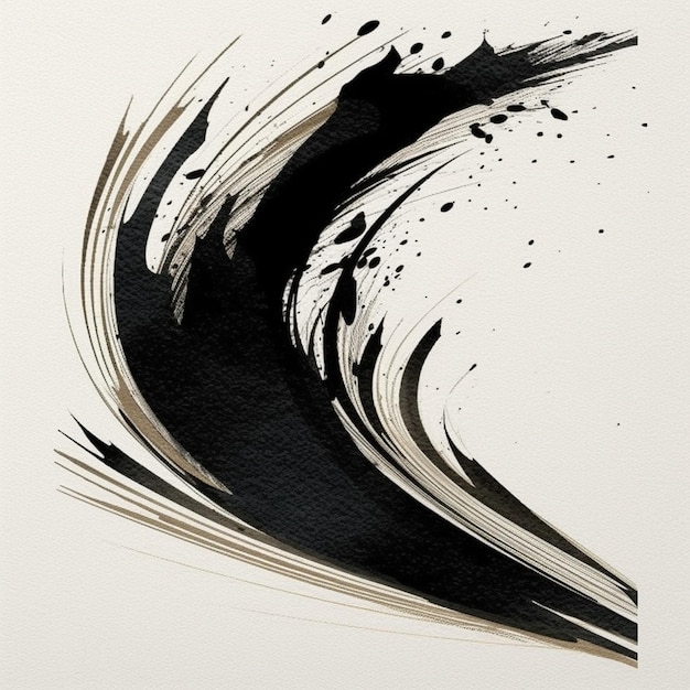 Photo un gros plan d'une peinture en noir et blanc d'une ia génératrice de vagues