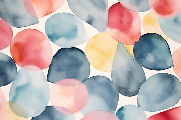 un gros plan d'une peinture d'un tas de cercles d'aquarelle ai génératif