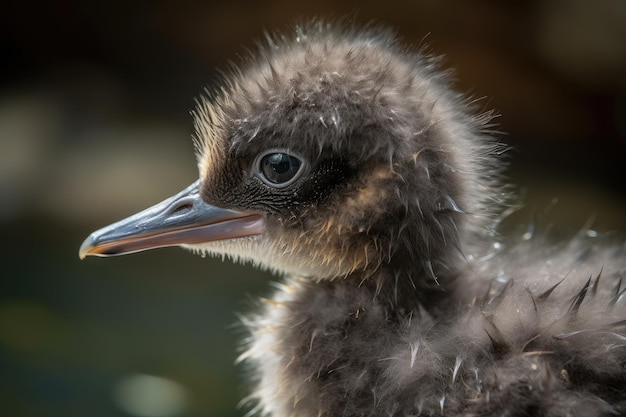 Gros plan de peluches et de becs plumeux d'oiseaux nouveau-nés créés avec une IA générative