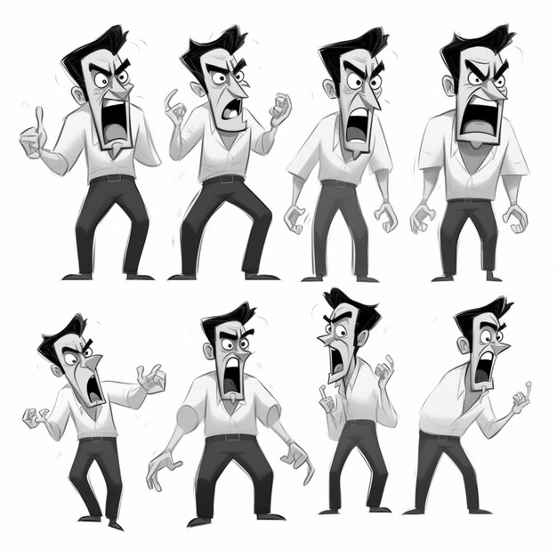 Photo un gros plan d'un personnage de dessin animé avec différentes expressions génératives ai