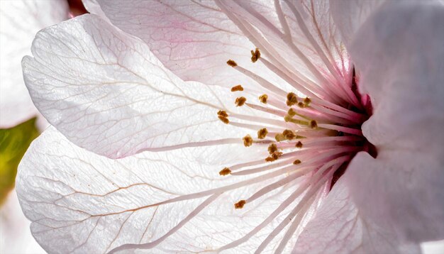 Photo gros plan de pétales de fleurs de cerisier au printemps