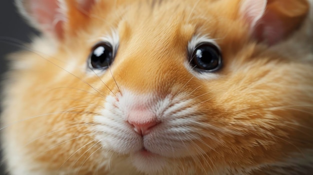 un gros plan d'un petit hamster brun avec un fond noir