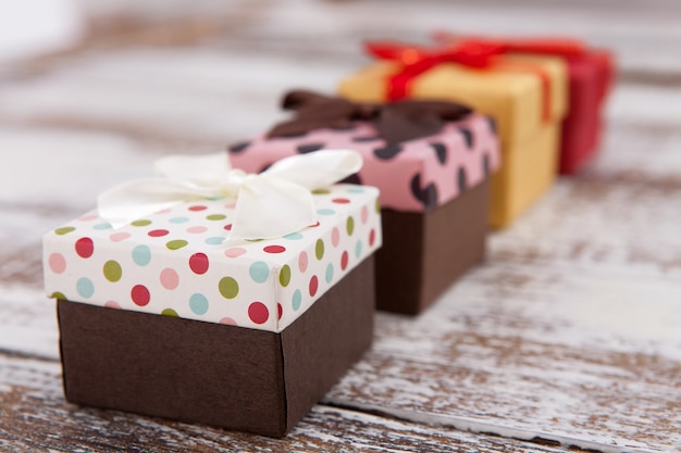 Gros plan, de, petits coffrets cadeaux