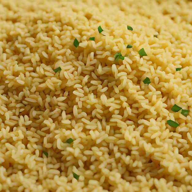 Photo un gros plan d'un peu de riz avec des oignons verts