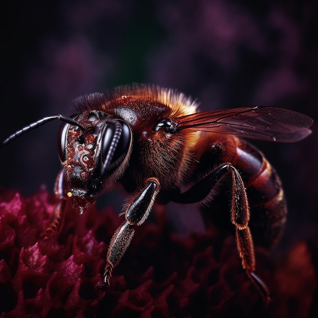 Gros plan photo d'abeille sur fleur