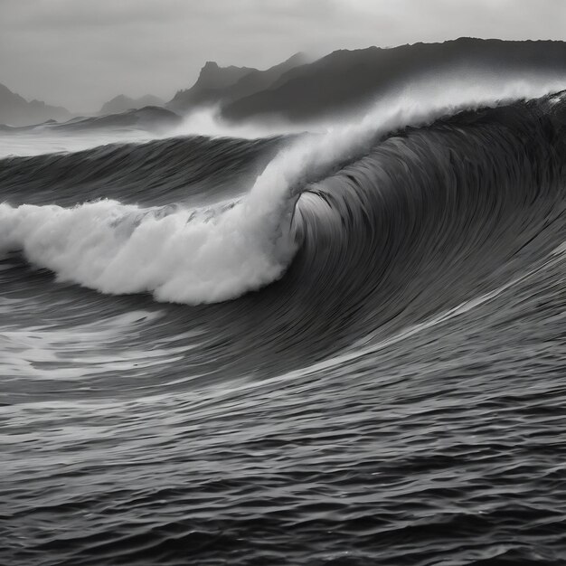 Un gros plan d'une photo en noir et blanc d'un modèle d'onde génératif ai