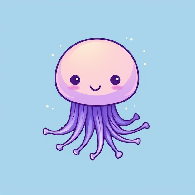un gros plan d'une pieuvre violette avec un sourire sur son visage