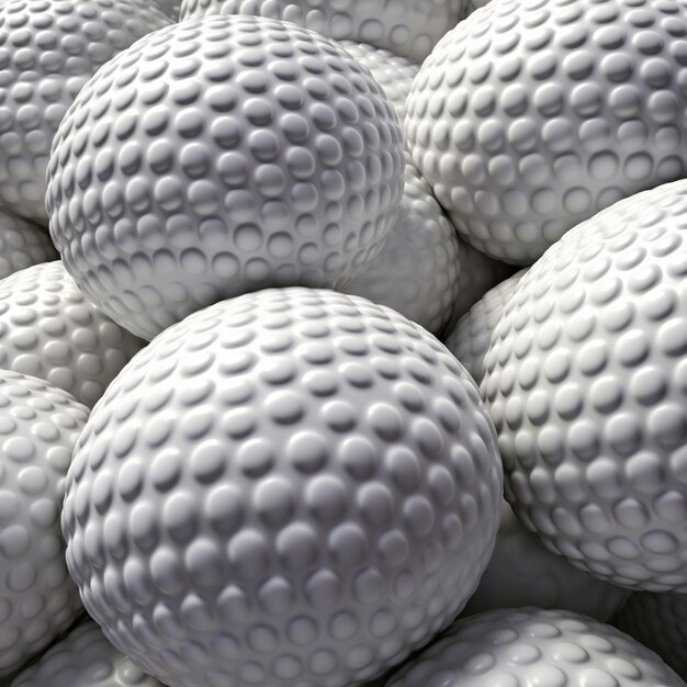 Photo un gros plan d'une pile de balles de golf avec un fond blanc génératif ai