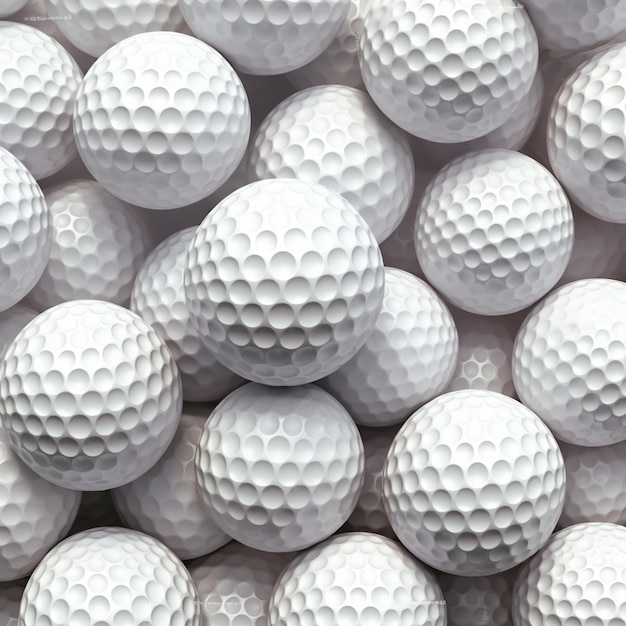 un gros plan d'une pile de balles de golf avec un fond blanc