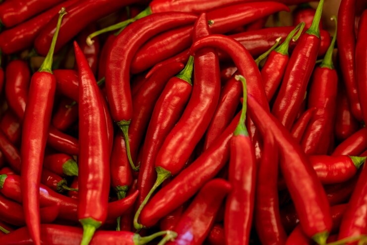 Gros plan de piment rouge fort chilien.