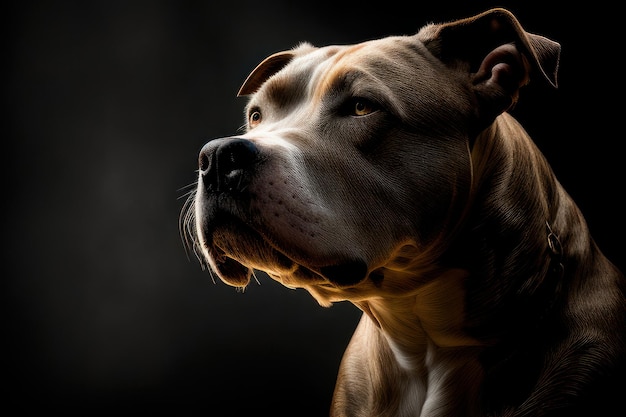 gros plan de pit-bull avec éclairage en arrière-plan