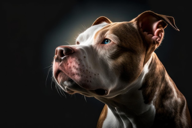 gros plan de pit-bull avec éclairage en arrière-plan