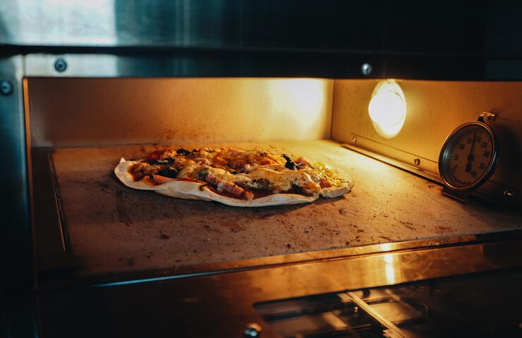 Photo gros plan, de, pizza, sur, table
