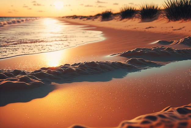 Gros plan sur la plage de sable de la mer