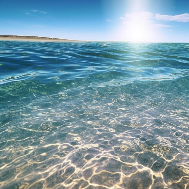 Photo un gros plan d'un plan d'eau avec un soleil qui brille sur lui