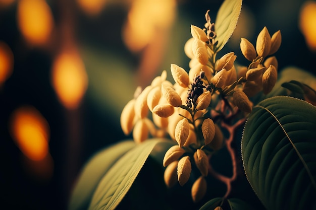 Un gros plan d'un plant de soja en pleine floraison