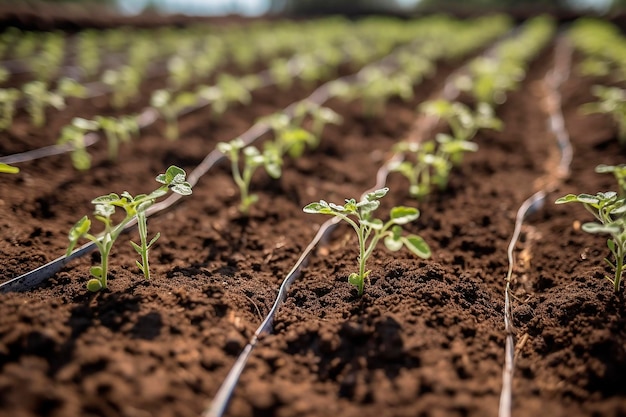 Un gros plan d'un plant de tomate dans un champ