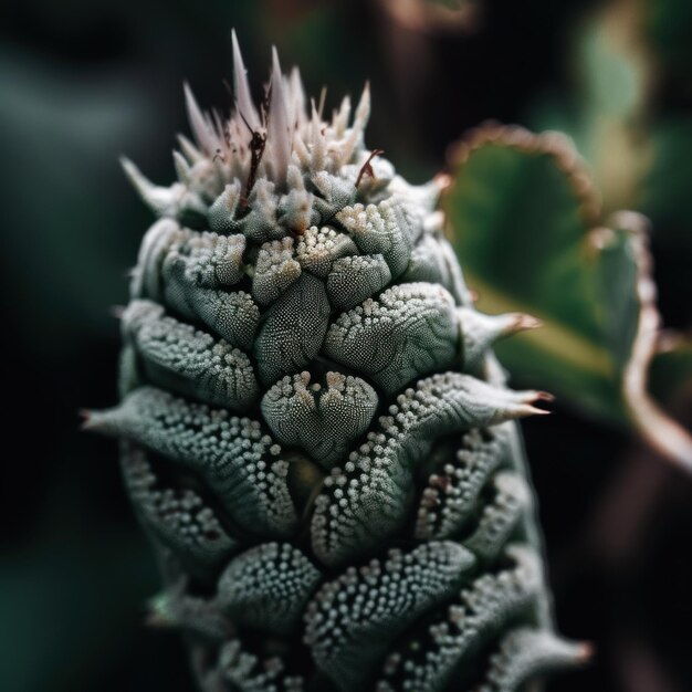 Un gros plan d'une plante de cactus avec de nombreuses petites feuilles Image AI générative