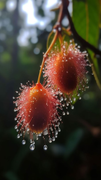 Un gros plan d'une plante carnivore avec les feuilles d'une plante carnivore.