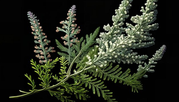 Un gros plan d'une plante avec une feuille verte et une fleur blanche.