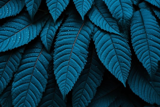 un gros plan d'une plante avec des feuilles bleues