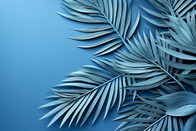 Un gros plan d'une plante avec des feuilles sur un fond bleu