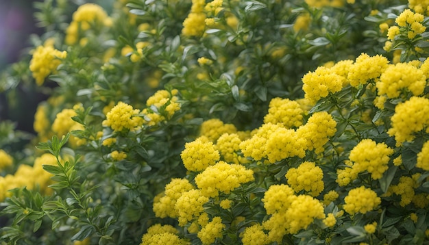 un gros plan d'une plante avec des fleurs jaunes