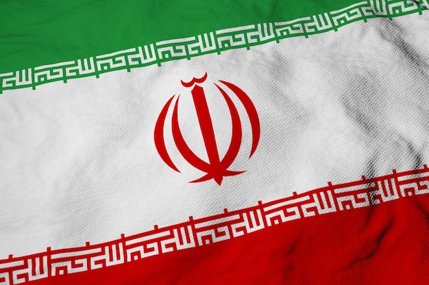 Gros plan plein cadre sur un drapeau iranien en rendu 3D