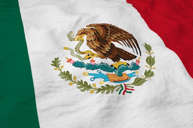 Gros plan plein cadre sur un drapeau mexicain en rendu 3D