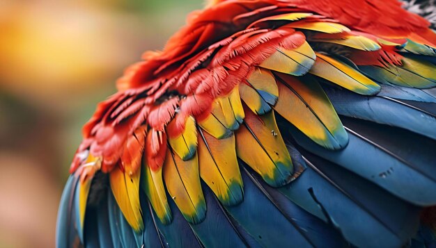 Photo un gros plan d'une plume d'oiseau coloré