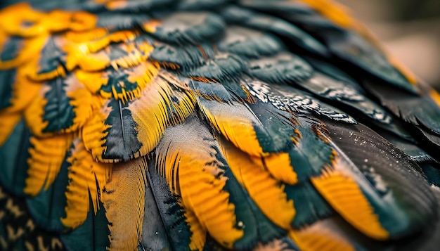 Photo un gros plan d'une plume d'oiseau coloré