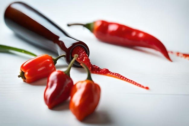 Un gros plan d'un poivron rouge avec une poignée noire