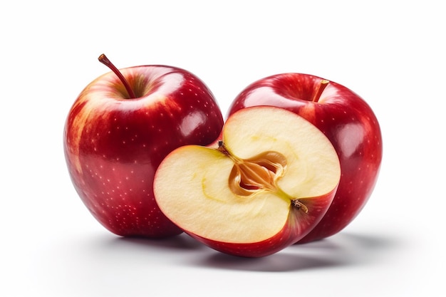 Un gros plan d'une pomme rouge avec le mot pomme sur le côté