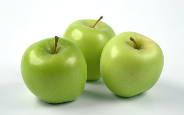 Un gros plan de pommes vertes isolées sur fond blanc fruits végétaliens générés par ai