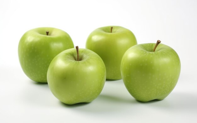 Un gros plan de pommes vertes isolées sur fond blanc fruits végétaliens générés par ai