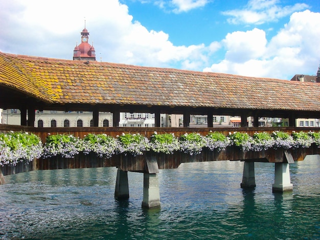 Gros plan sur le pont Kappelbrucke Lucerne Suisse