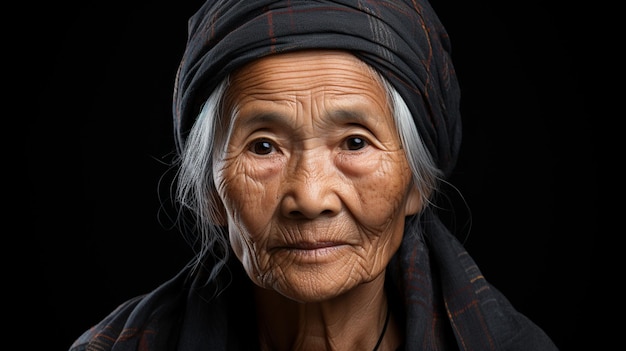 gros plan portrait d'une belle femme asiatique en costume traditionnel