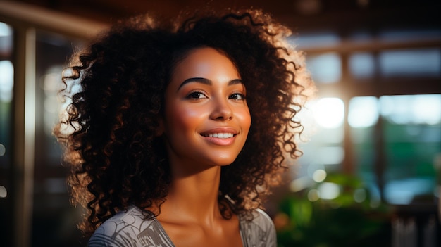 gros plan portrait d'une belle jeune femme africaine souriant à la caméra