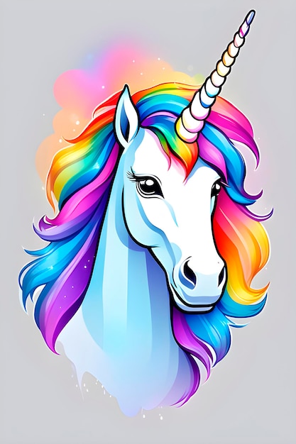 gros plan portrait coloré de licorne dans la conception de t-shirts imprimés de peintures